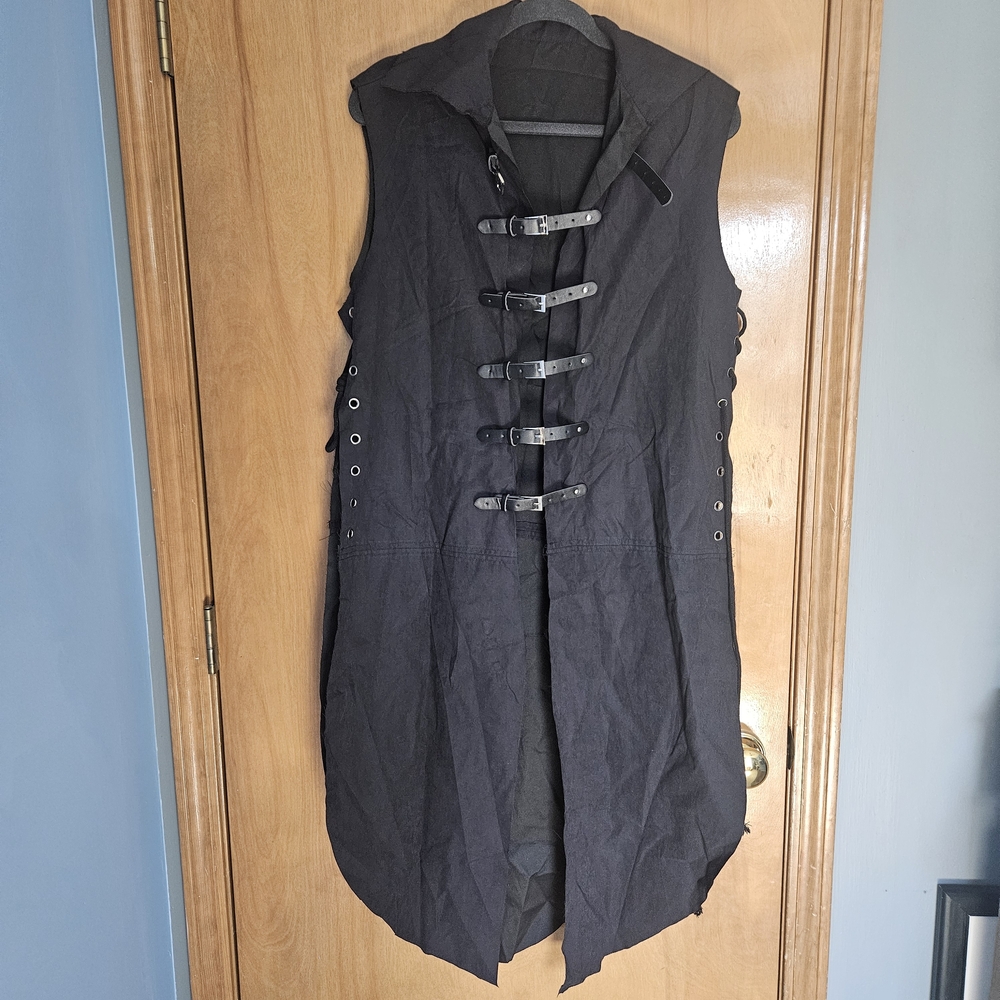 Black Sleeveless Buckle Cosplay Jacket